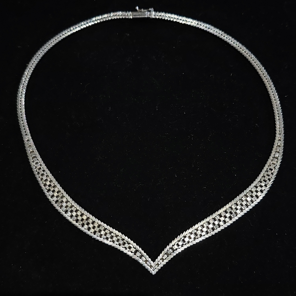 Vintage Sterling Silver chain necklace silver & bronze color - Picture 6 of 10